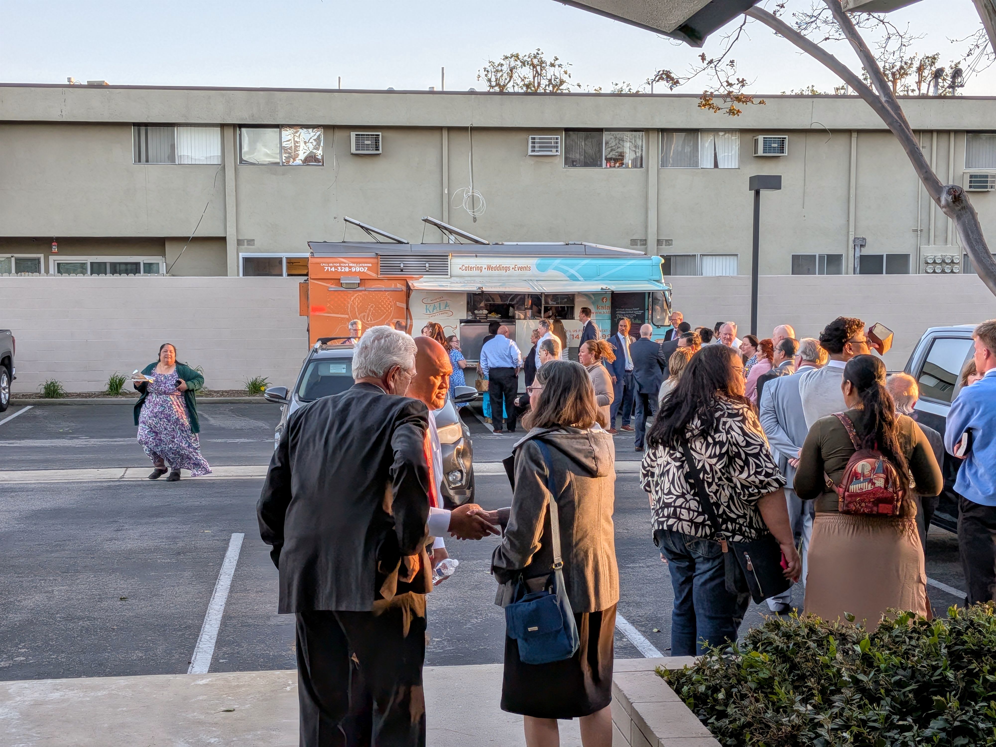 Group of community members sharing a meal during Anaheim Stake Conference 2026